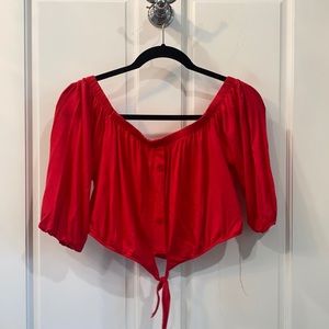 Loose red crop top